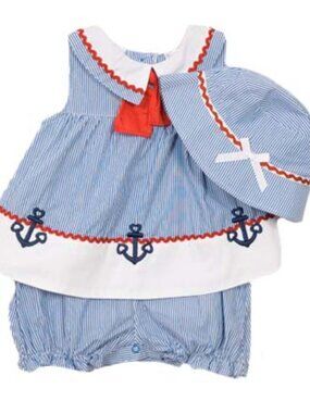 B.T. Kids - Baby Girls' 2-Pc Nautical Romper Set